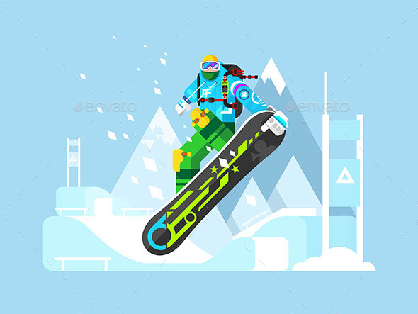 Snowboarder Cartoon Character - Sports/Activity Conceptual