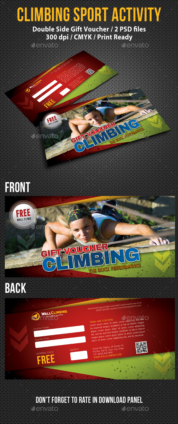 Climbing Sport Activity Gift Voucher Climbing Sport Activity Gift Voucher
