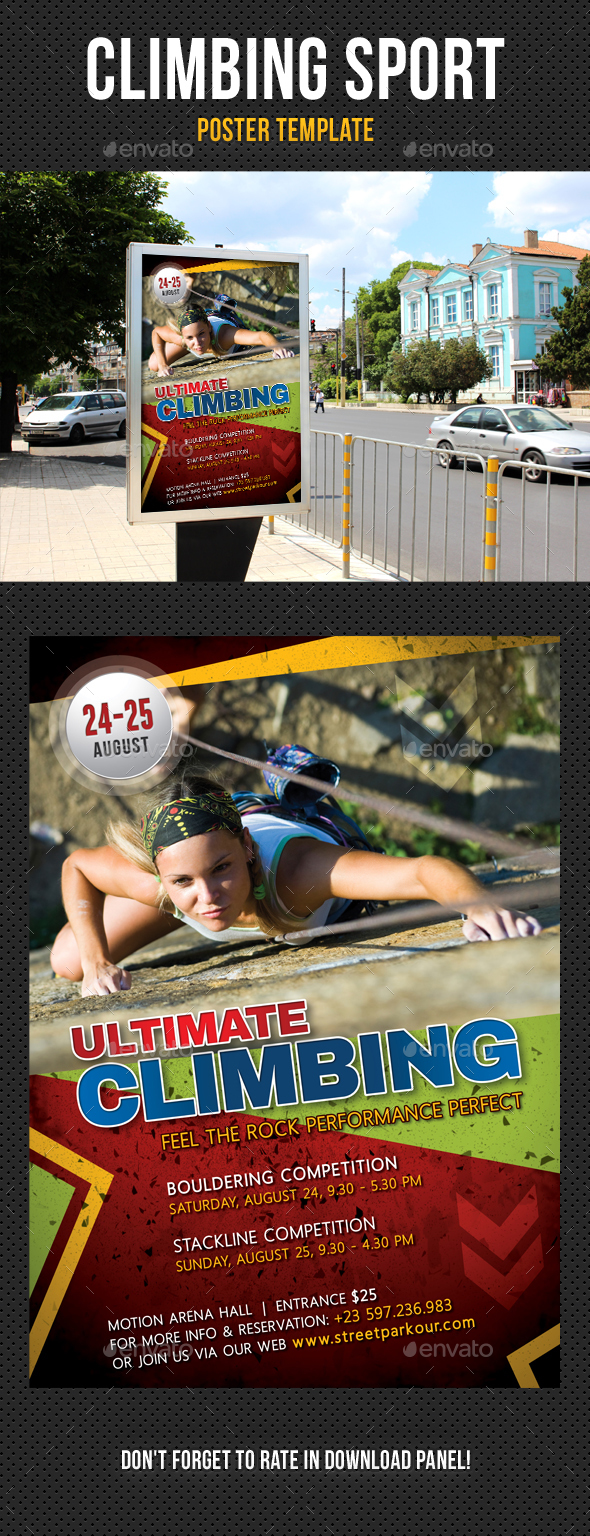 Climbing Sport Activity Poster Template - Signage Print Templates