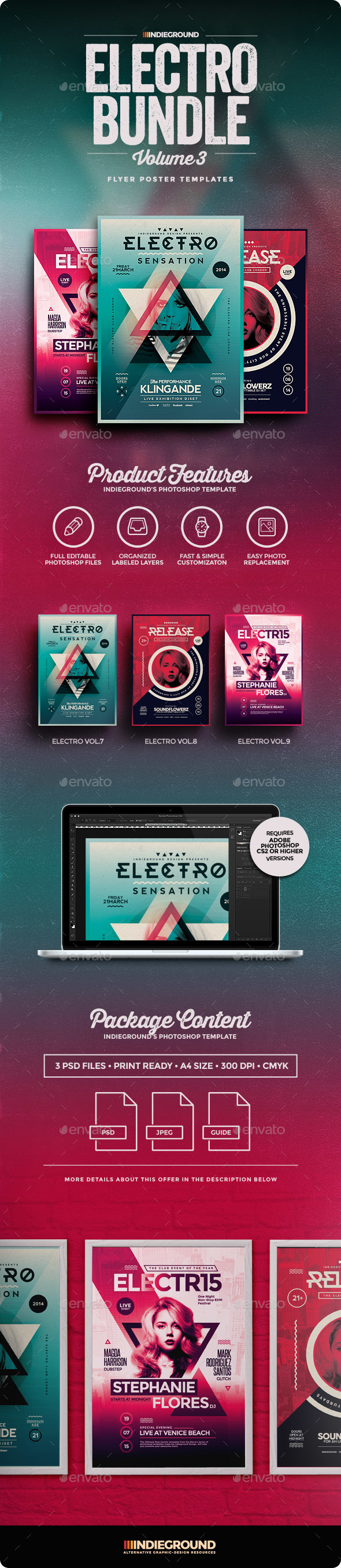 Electro Flyer/Poster Bundle Vol. 7-9 - Events Flyers