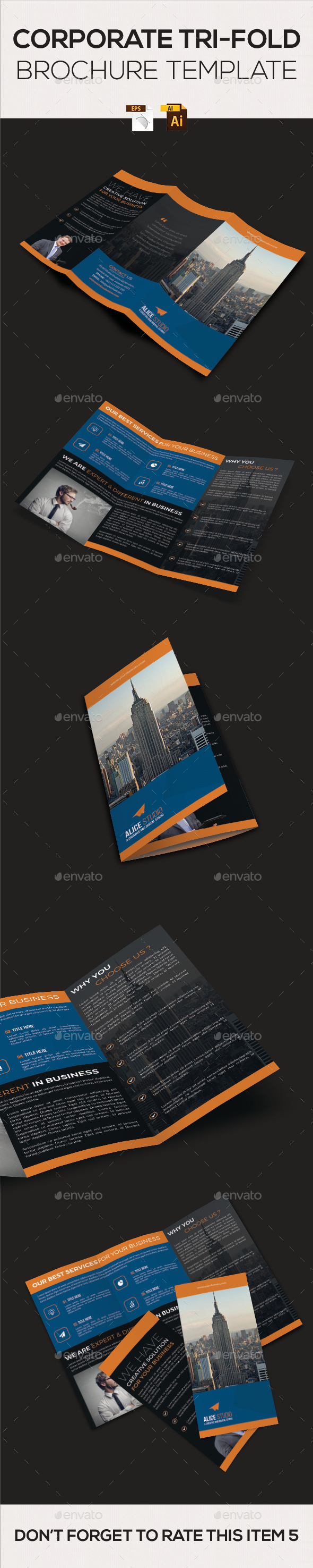 Corporate Tri-Fold Brochure Template - Corporate Brochures