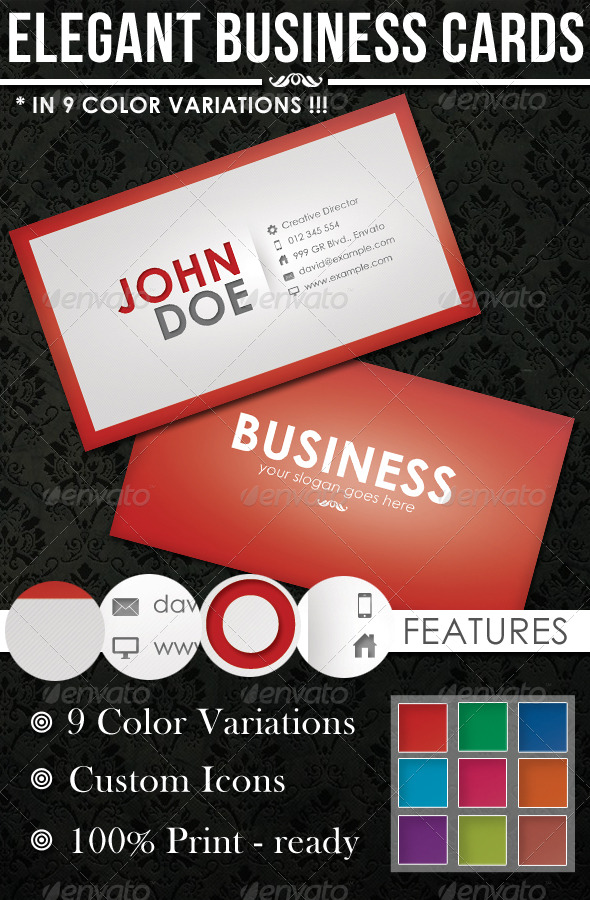 9 Colors Elegant Corporate Business Cards - Corporate Business Cards