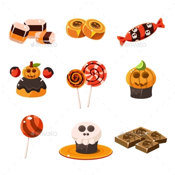 Colorful Traditional Halloween Sweets Vector Colorful Traditional Halloween Sweets Vector