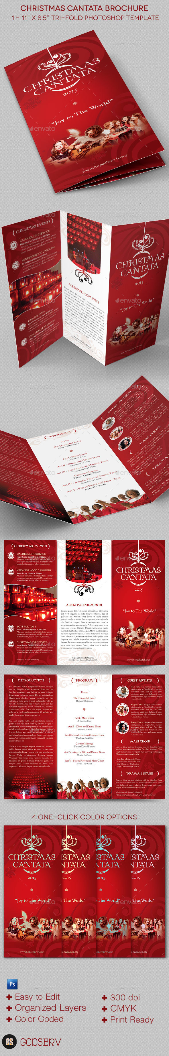 Christmas Cantata Brochure Template - Informational Brochures