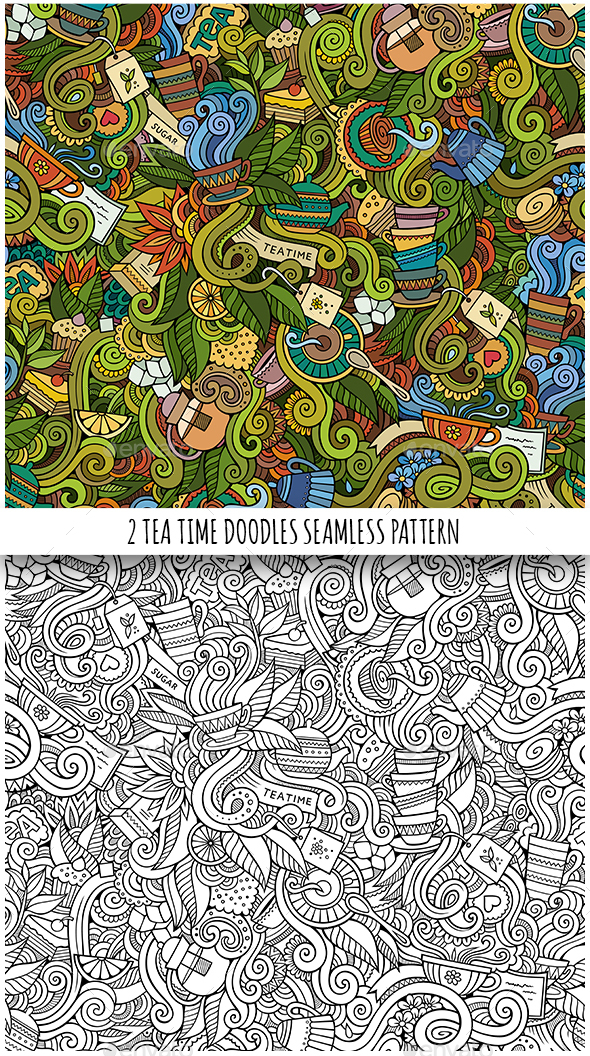 2 Tea Doodles Seamless Pattern 2 Tea Doodles Seamless Pattern