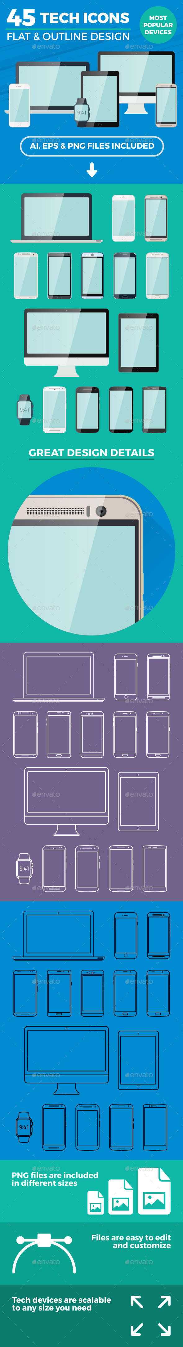 Flat Devices - Technology Icons