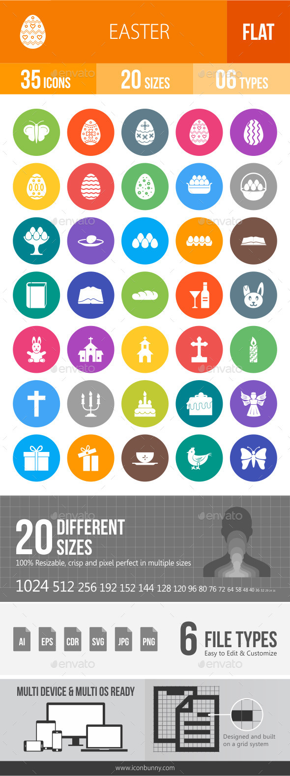Easter Flat Round Icons Easter Flat Round Icons