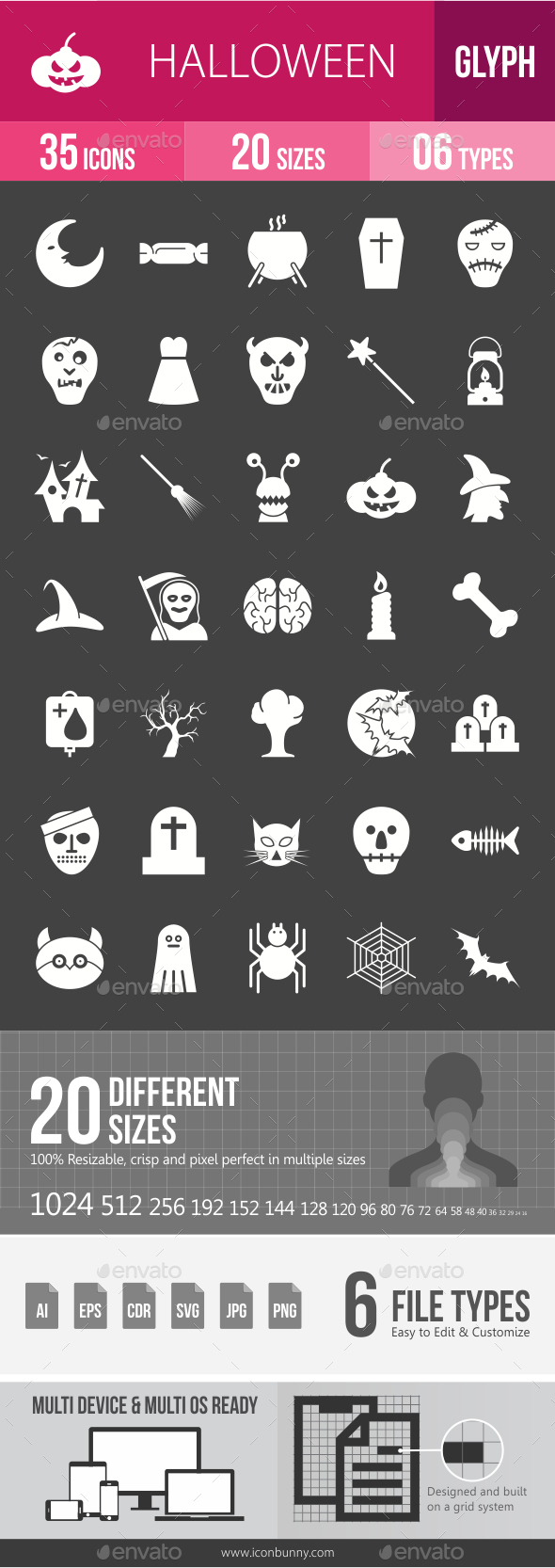 Halloween Glyph Inverted Icons - Icons