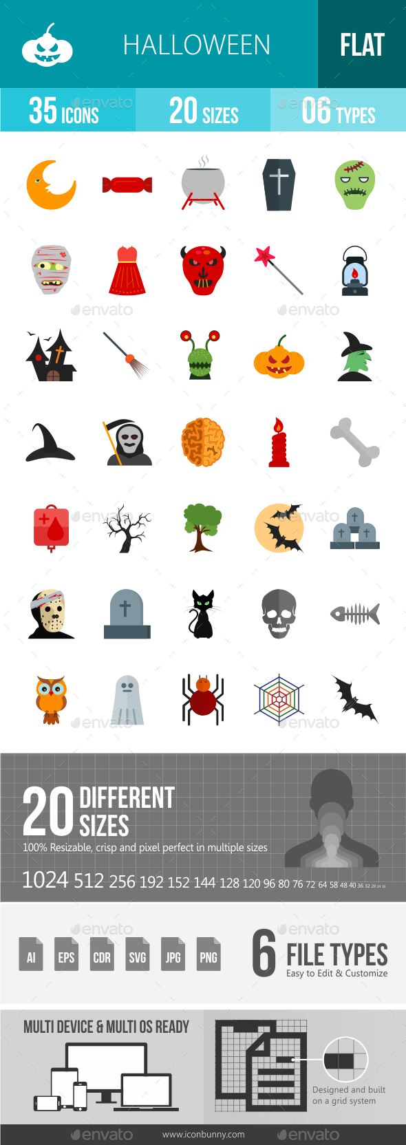 Halloween Flat Multicolor Icons - Icons