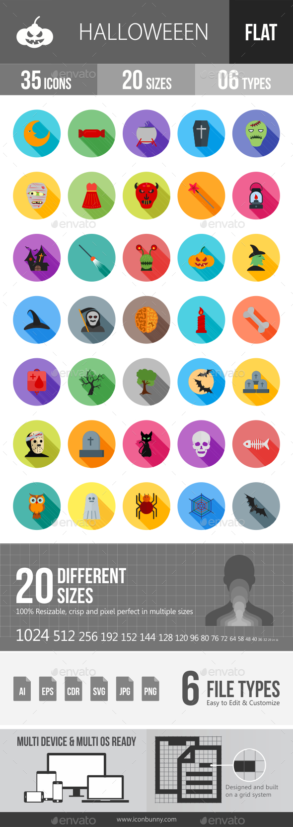 Halloween Flat Shadowed Icons - Icons