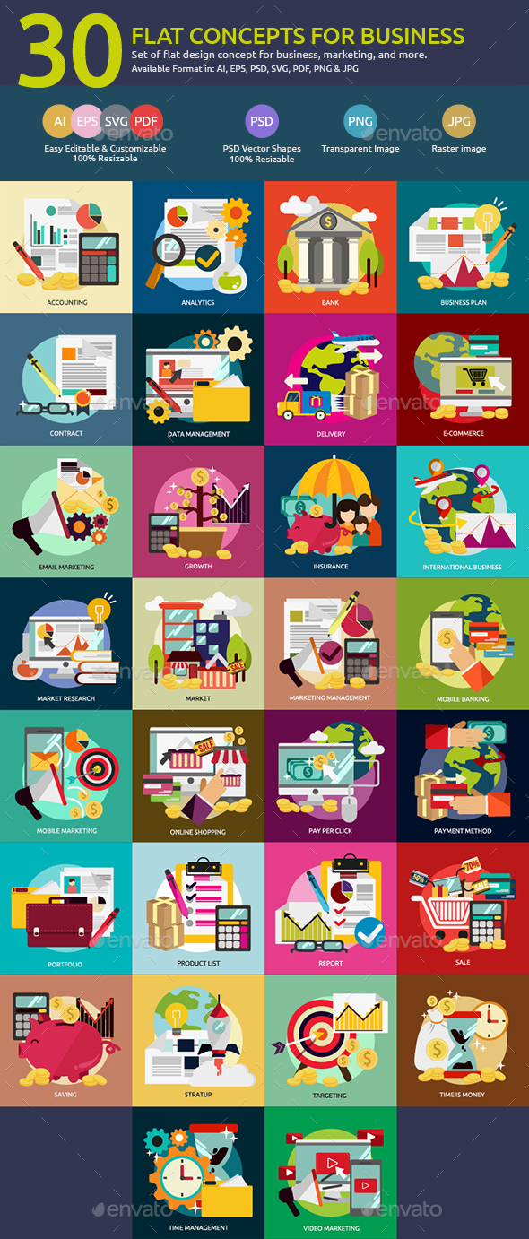 Flat Concepts for Business & Marketing Flat Concepts for Business & Marketing