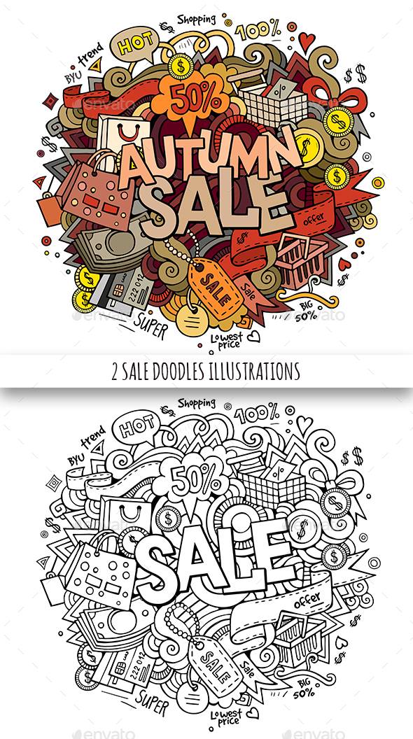 2 Sale Doodles Designs - Retail Commercial / Shopping
