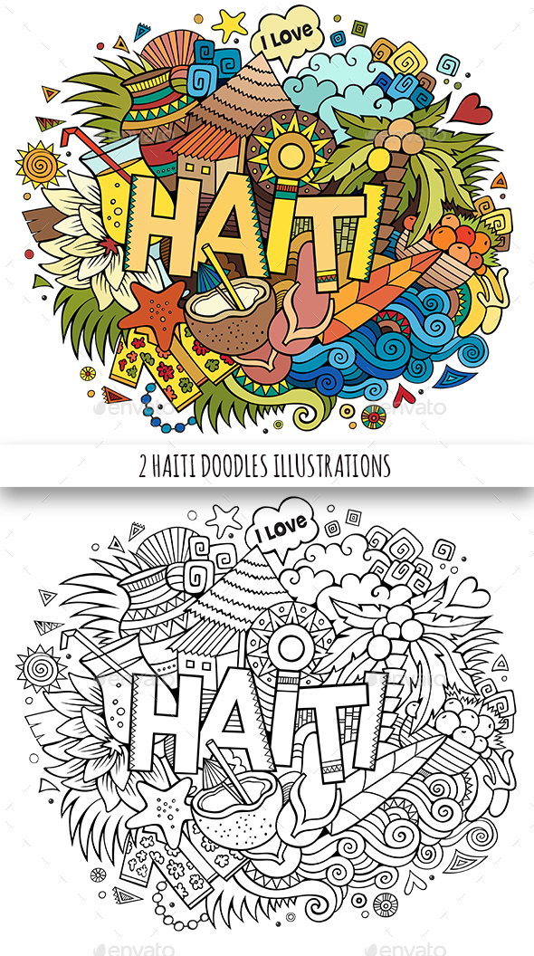 2 Haiti Doodles Illustrations - Travel Conceptual