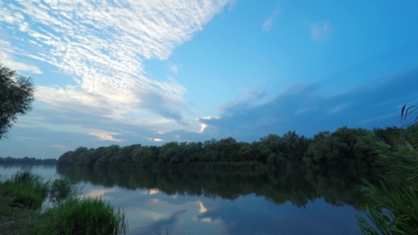 Sunset on River Water.  alt