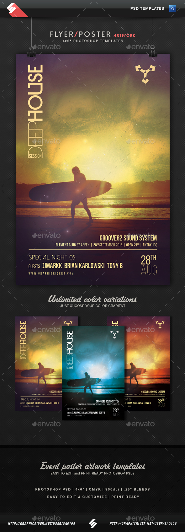 Deep House Session 5 - Party Flyer Template - Clubs & Parties Events