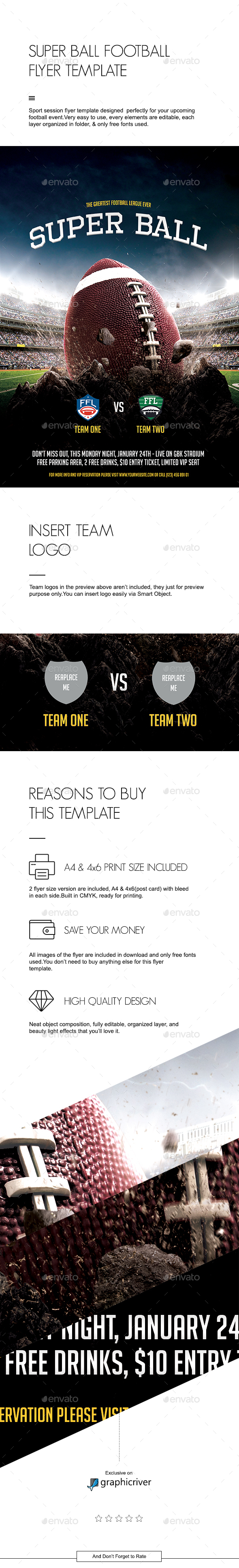 Super Ball Football Flyer Template Super Ball Football Flyer Template