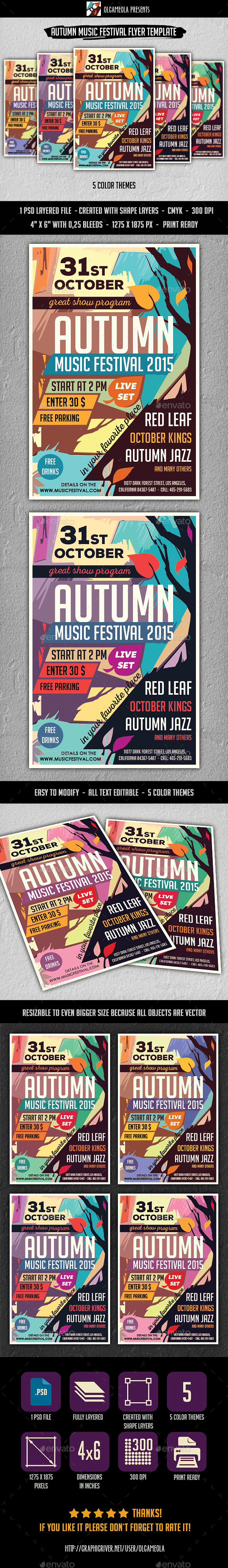 Autumn Music Festival Flyer Template Autumn Music Festival Flyer Template