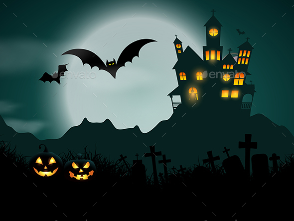 Halloween Haunted House Background - Halloween Seasons/Holidays