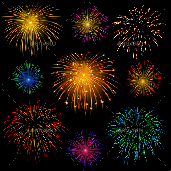 Set of Fireworks - Decorative Symbols Decorative