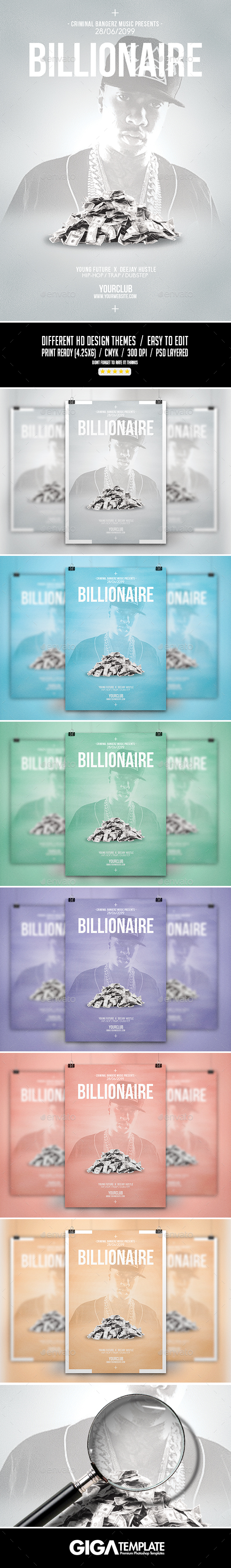 Billionaire Hip-Hop Modern Flyer PSD Template Billionaire Hip-Hop Modern Flyer PSD Template