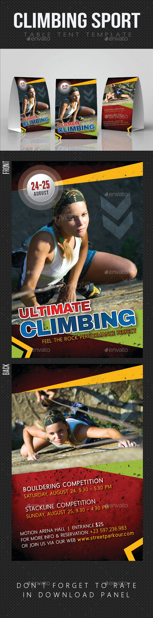 Climbing Sport Activity Table Tent - Miscellaneous Print Templates