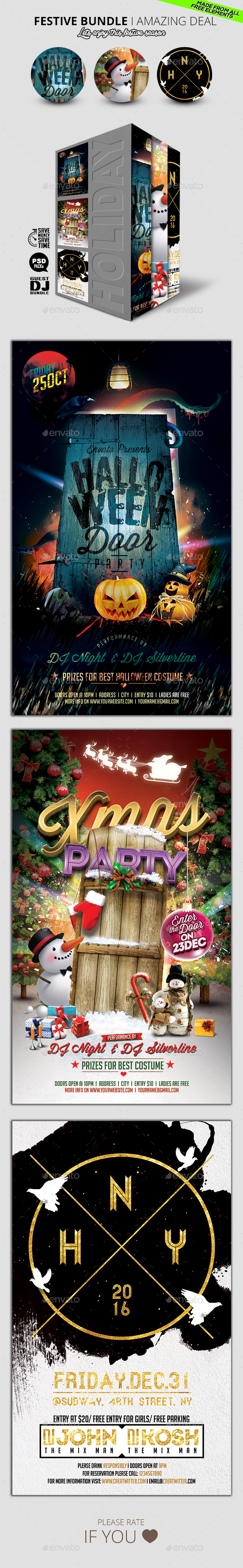 Festive Flyer Bundle V2 - Holidays Events