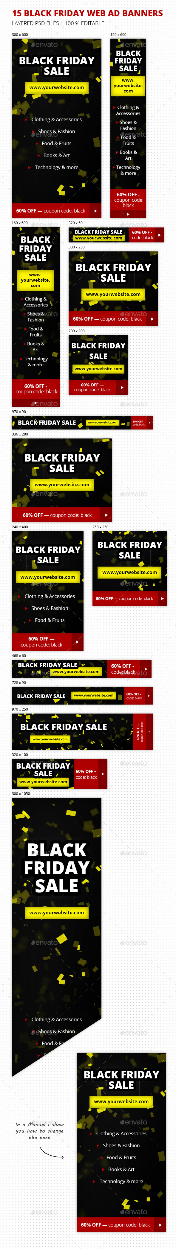 Black Friday Sale Banner Set - Banners & Ads Web Elements