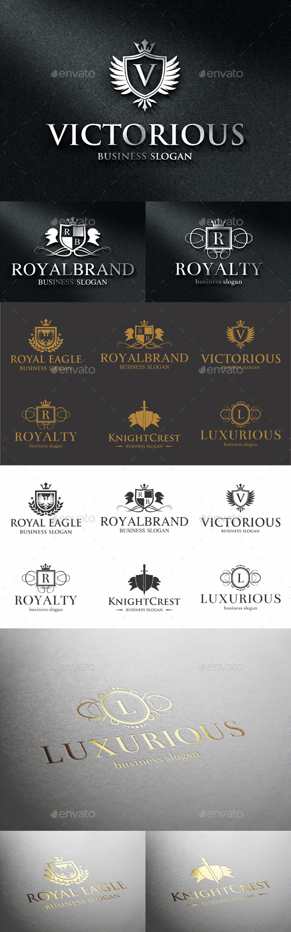 Royal Luxurious Heraldic Crest Logos, Web Elements