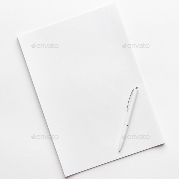 Blank Sheet Of Paper And Pen Stock Photo by garloon | PhotoDune