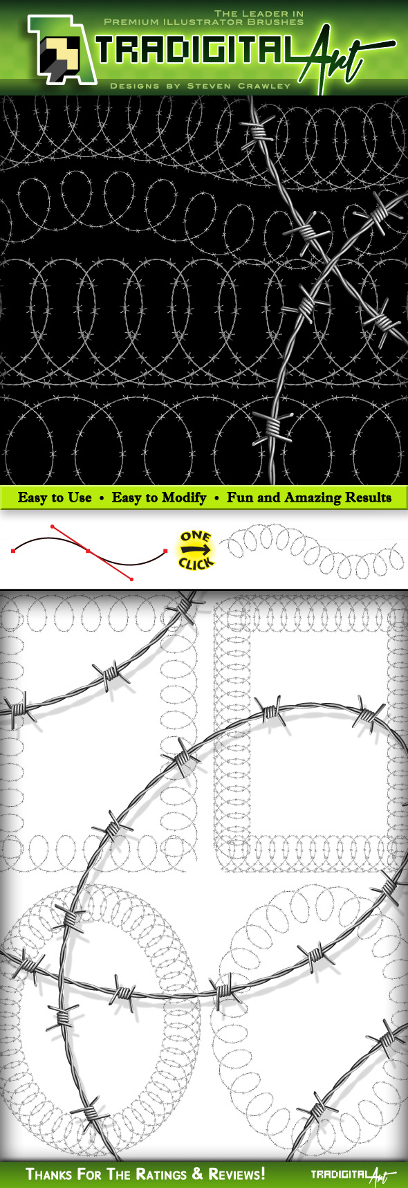 Concertina Barb Wire Brush Set for AI Concertina Barb Wire Brush Set for AI
