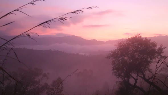 View Of Foggy Sunrise On The Little Adam's Peak In Ella, Sri Lanka 4 alt
