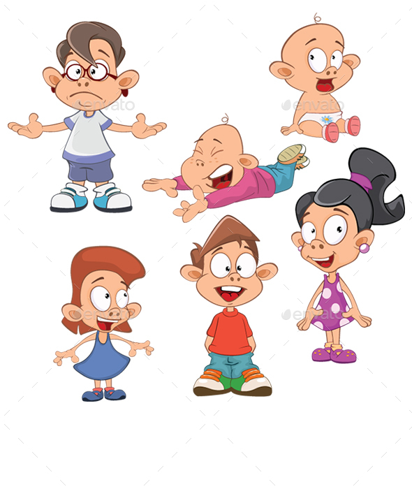 Set of Cute Cartoon Girls and Boys for you Design Set of Cute Cartoon Girls and Boys for you Design
