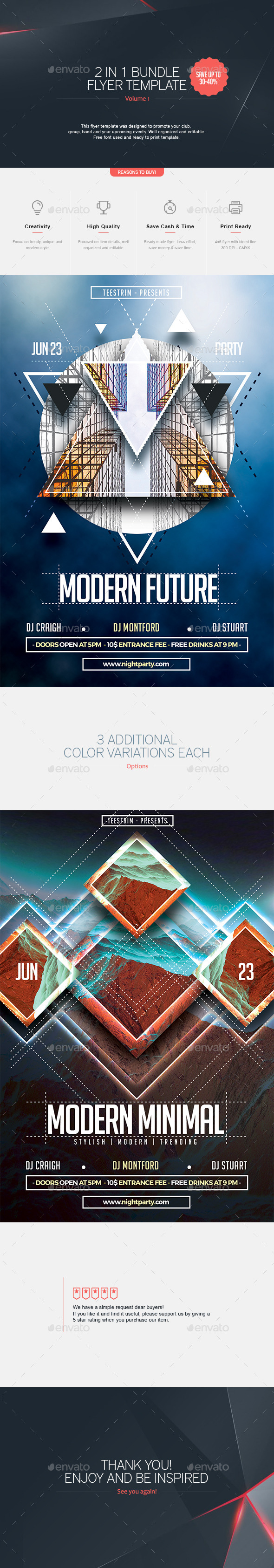 2 in 1 - Flyer Bundle V.1 - Clubs & Parties Events