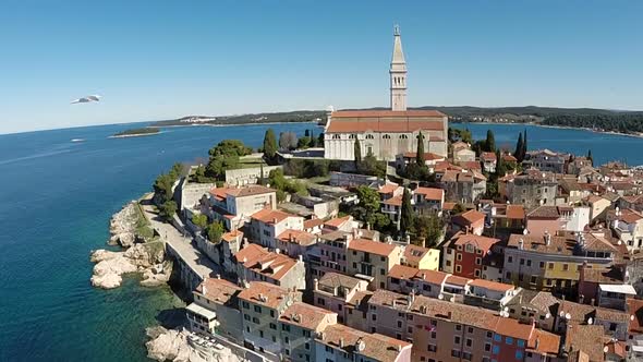 Aerial View Of The Old Town And Sea Surrounding Rovinj, Croatia 4 alt