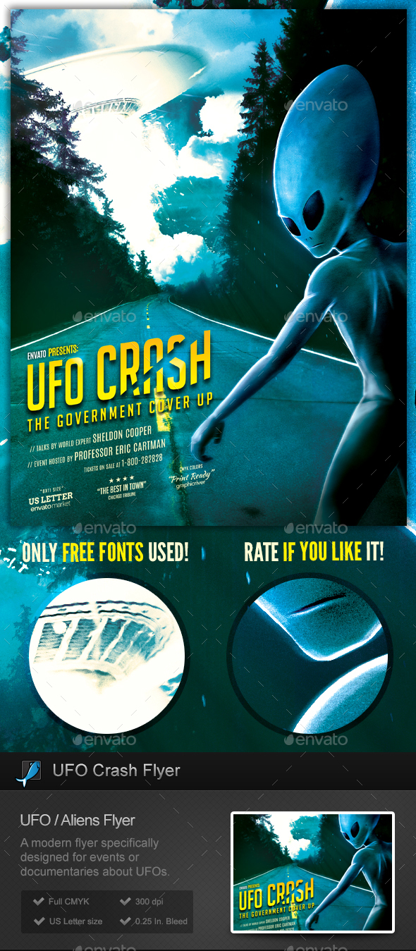 UFO Crash Aliens Flyer Template UFO Crash Aliens Flyer Template