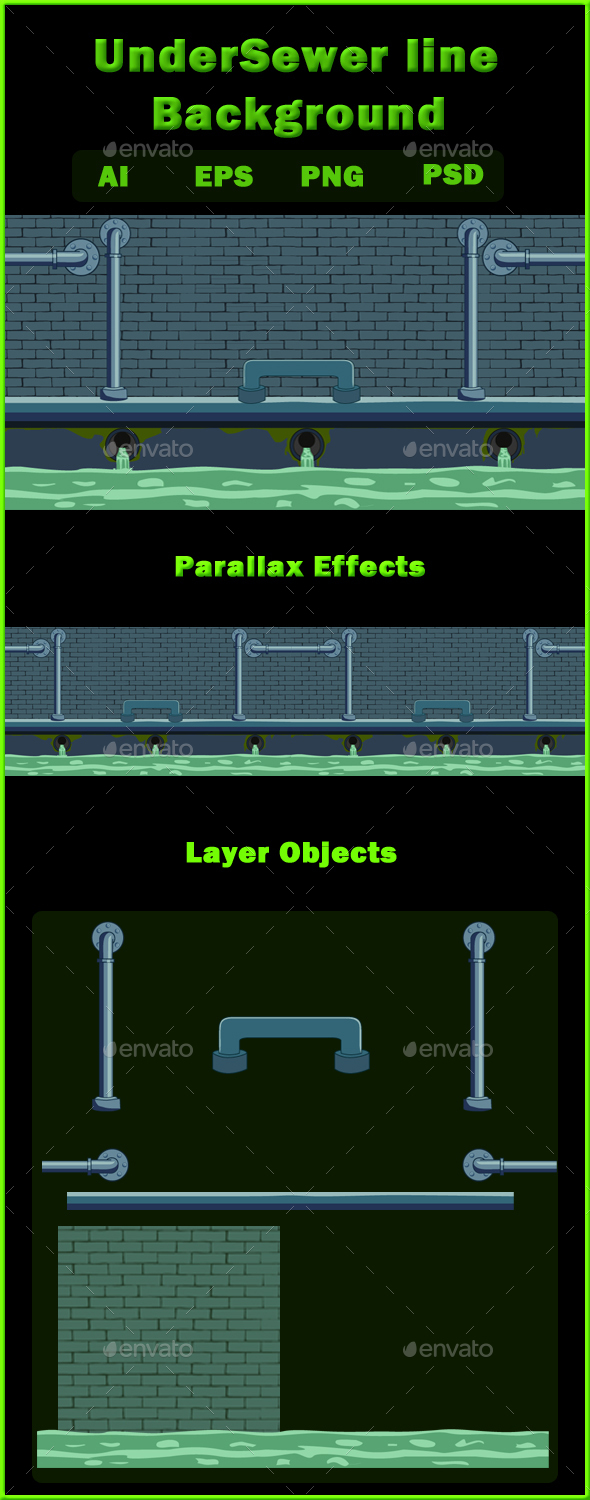UnderSewer line Background - Backgrounds Game Assets