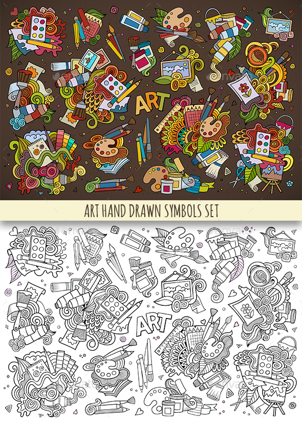 Art Doodles Symbols Set - Objects Vectors