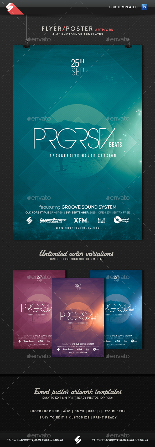 Progressive House Party Flyer Template - Clubs & Parties Events