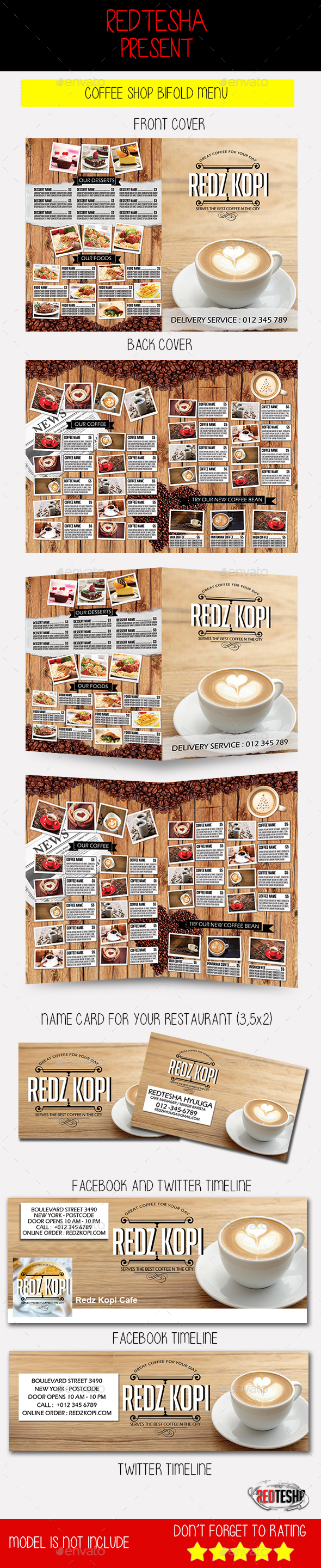 Coffee Shop Bifold Menu - Food Menus Print Templates