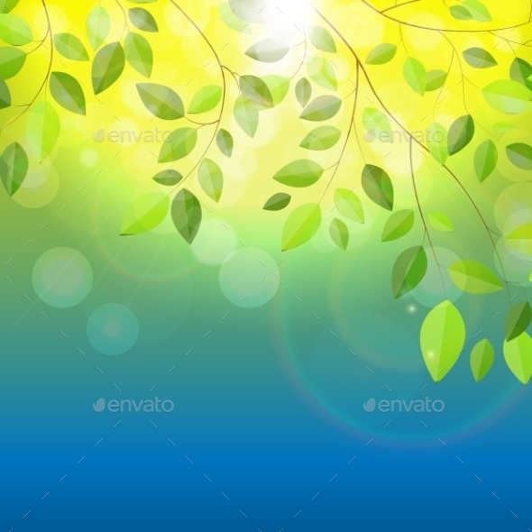 Shiny Spring Natural Leaves Background. Vector - Objects Vectors
