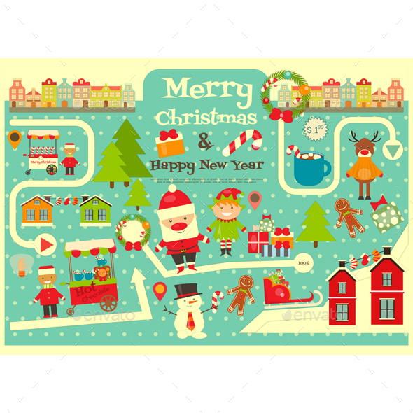 Christmas Characters on City Map. - Christmas Seasons/Holidays
