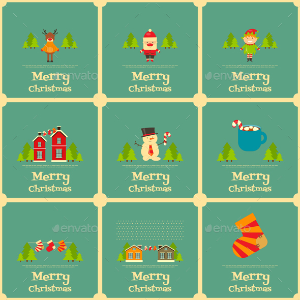Set of Mini Christmas Cards - Christmas Seasons/Holidays