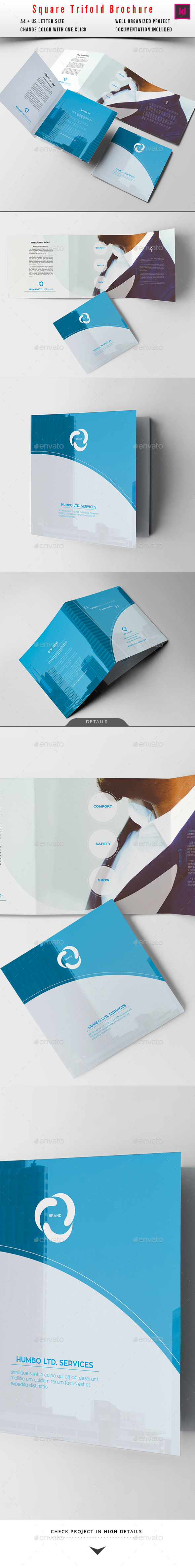 Square Modern Trifold Business Brochure - Corporate Brochures