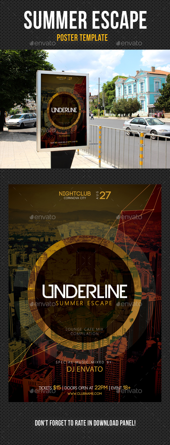 Underline Summer Escape Chill Out Poster - Signage Print Templates
