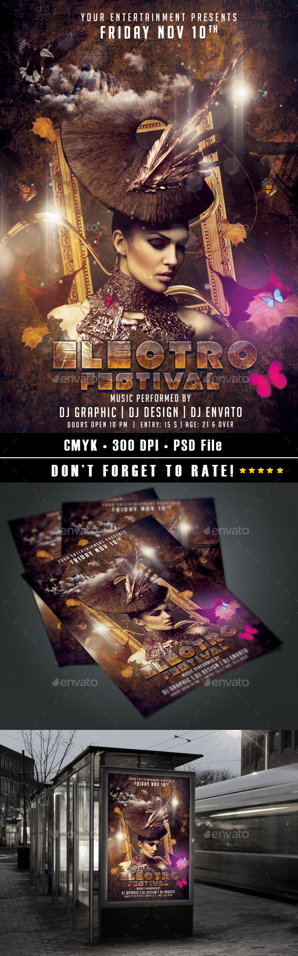 Electro Festival flyer template - Clubs & Parties Events