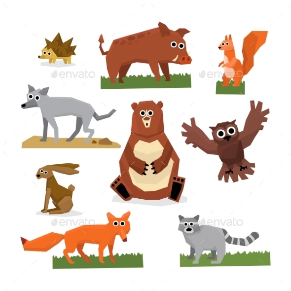 Wild Forest Animals Flat Style Set Wild Forest Animals Flat Style Set