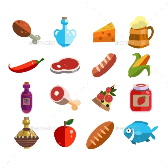 Set of Food Icons in Flat Design Set of Food Icons in Flat Design