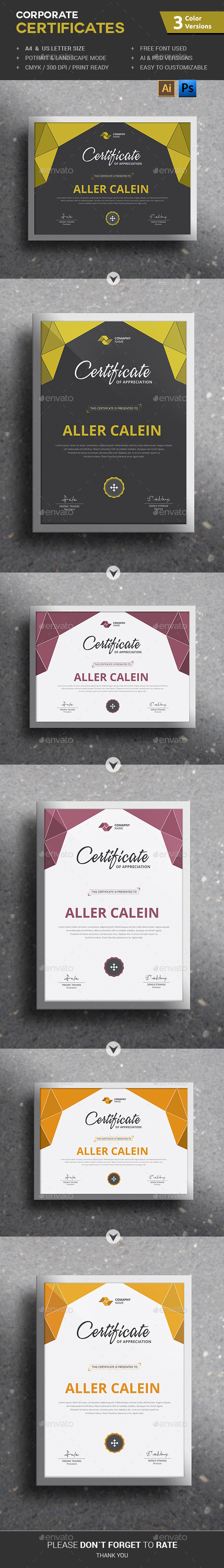 Corporate Certificates Corporate Certificates
