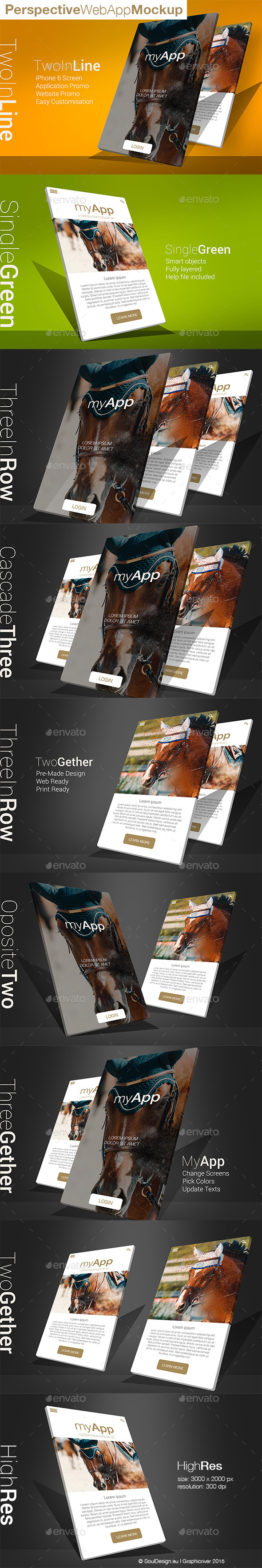 Perspective 3D Web App Mockup - Displays Product Mock-Ups