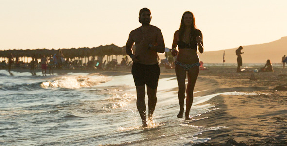 Couple Running on Beach  2